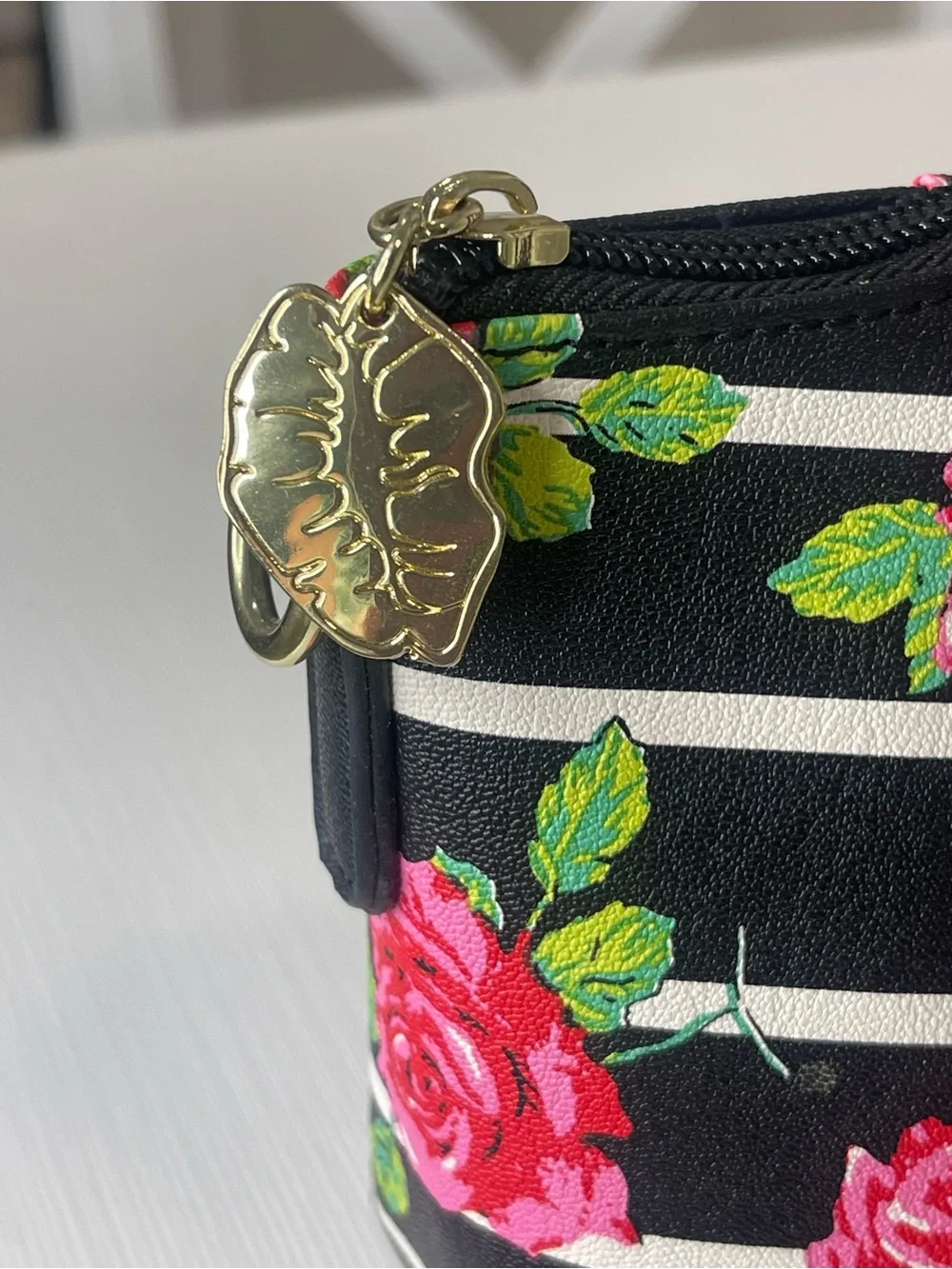 Luv Betsy Floral Stripe Mini Satchel Handbag with Crossbody Strap